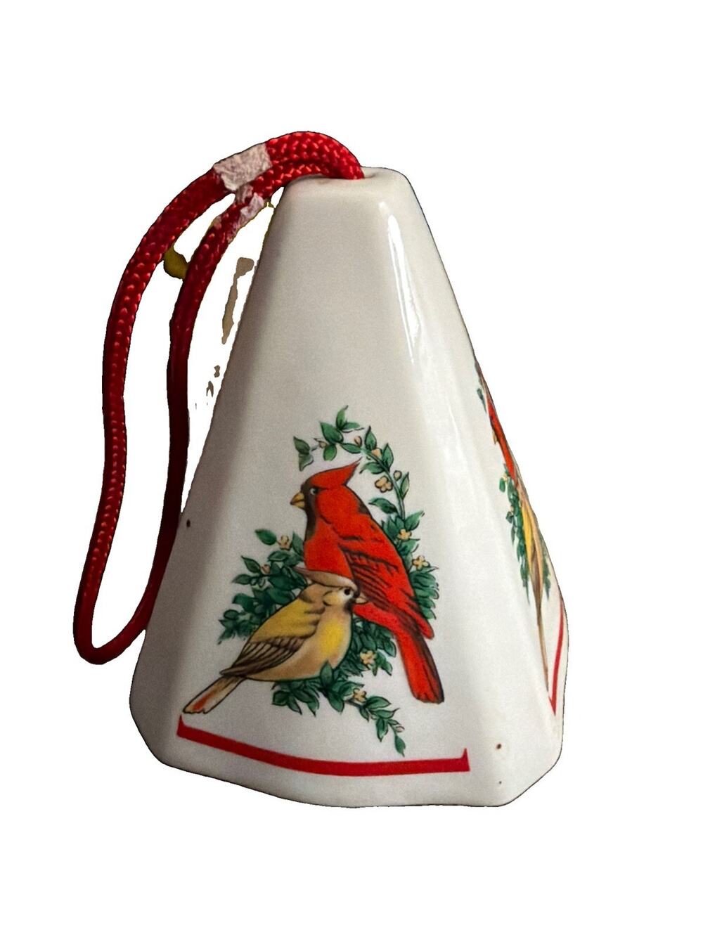 Vintage Ceramic Christmas Ornament Cardinal Birds Potpourri Fragrance Holder